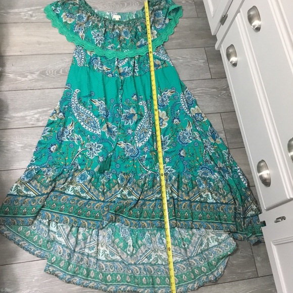 AVEOLOGY Off Shoulder Ruffled Hi Low Dress Floral Paisley Boho Print size 20 - Picture 5 of 11